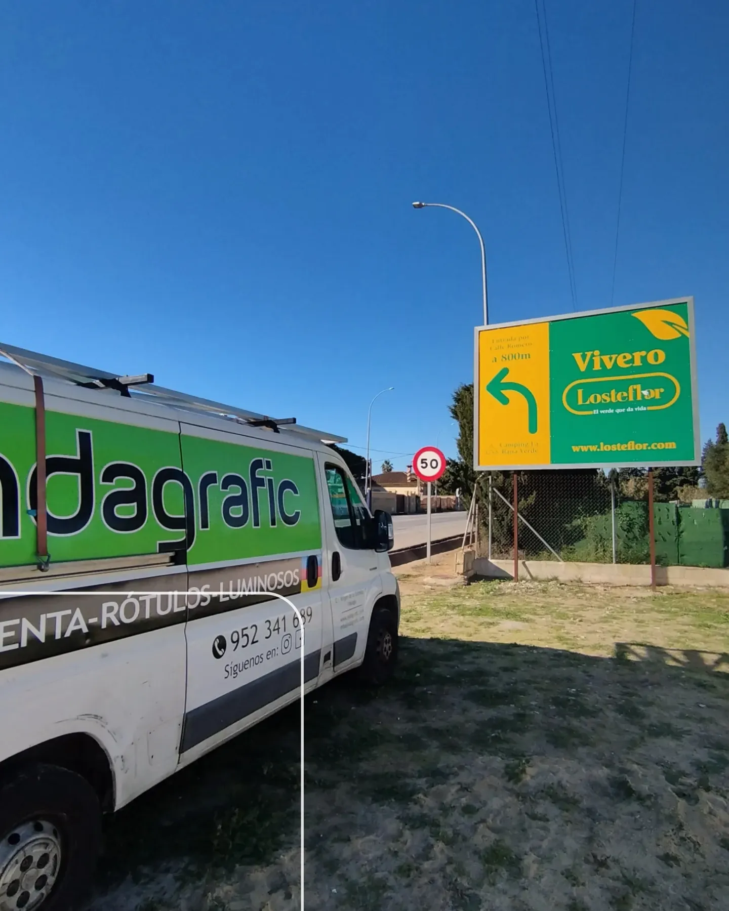Vallas publicitarias Losteflor Greengarden Cádiz - Indagrafic empresa rotulación